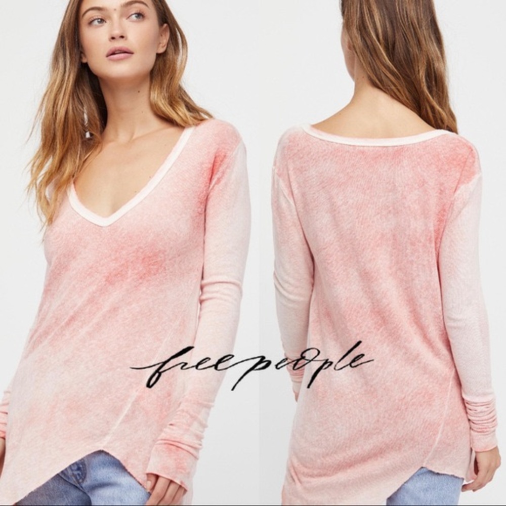 Free People Mineral Wash Asymmetric Top NWOT-PINK